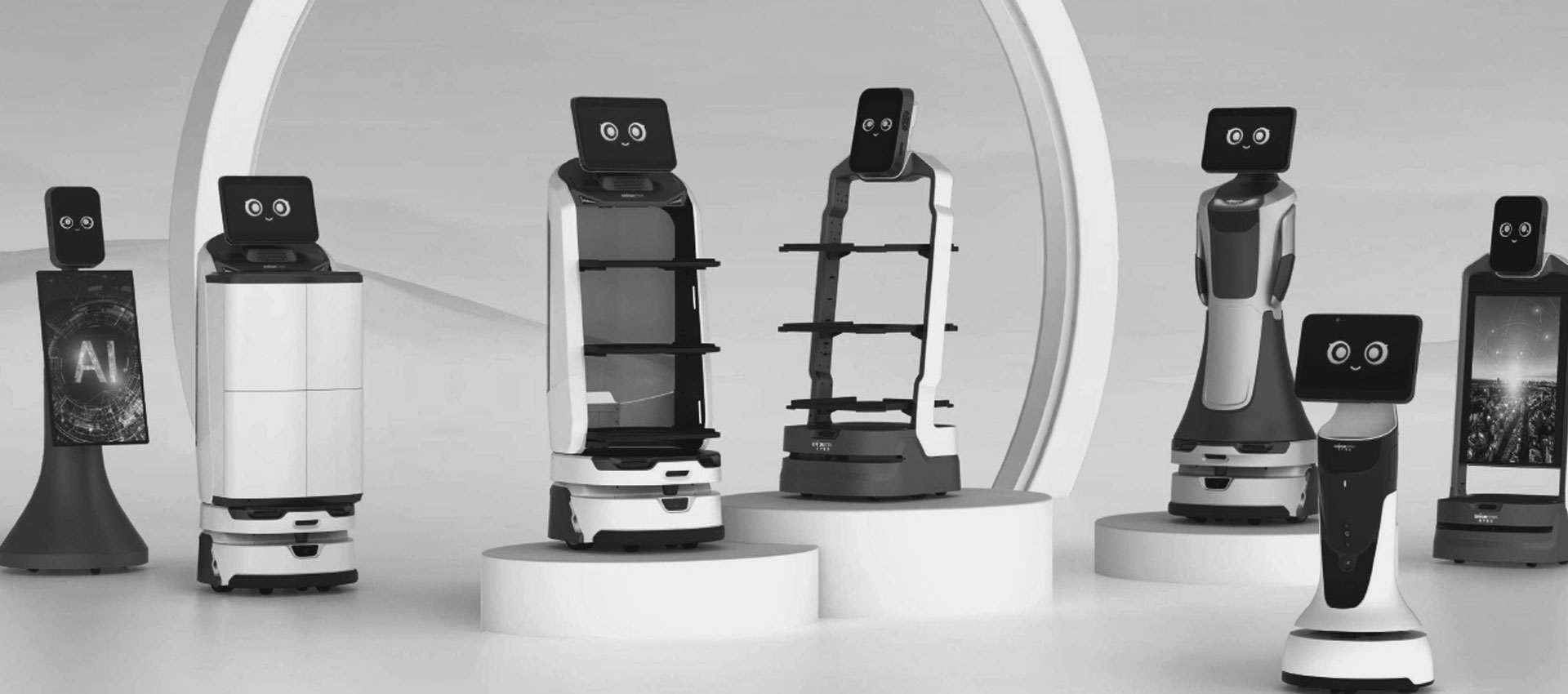 Selection of waiter and service robots offered by Bumerania
